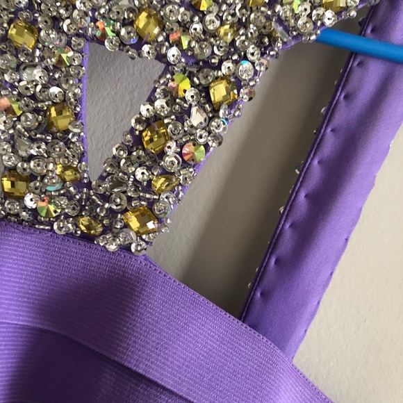 SHERRI HILL PURPLE DRESS EVENING PROM - Picture 5 of 11